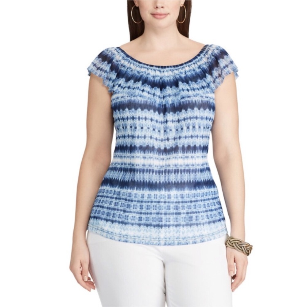 NWT Chaps Off Shoulder Ruffle Tank Top